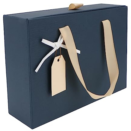 SEWOART Geschenkbox Blau Längliche Verpackungsbox Geschenkbehälter Für Geburtstags Oder Festgeschenke Handlich Mit Griff Geeignet Für Blumen Schals Tee Spielzeug Schmuck Alkohol