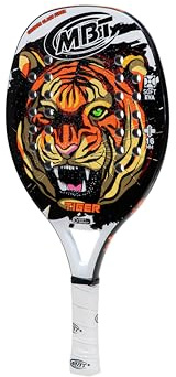 MBT JUNIOR TIGER, Racchetta Beach Tennis Carbonio e Fibra di Vetro - Superficie ruvida - Eva Soft – Leggera e Bilanciata – Profilo 16 mm