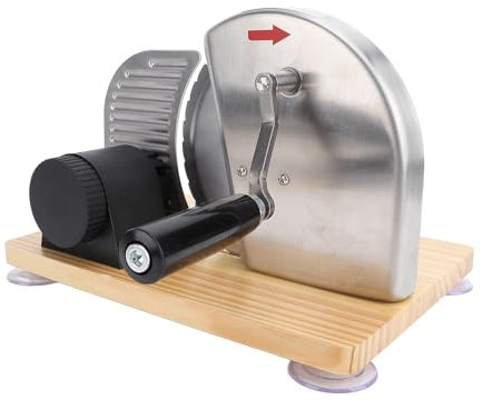 Cryfokt Slicer de Pain Manuel avec Manivelle à Main, pain Réglable de 0 à 15 Mm pour les Tranches, 4 Coupes de Tassement de Ventouses pour Sandwich, Utilisation Commerciale Maison