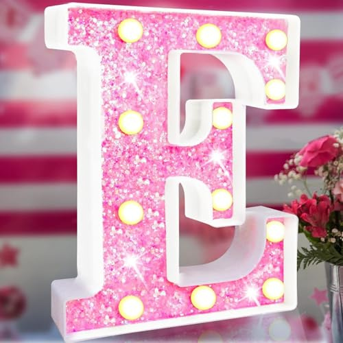 LED Marquee Letter Lights, Light Up Letters Glitter Alphabet Letter Sign Battery Powered for Night Light Birthday Party Wedding Girls Gifts Home Bar Christmas Decoration