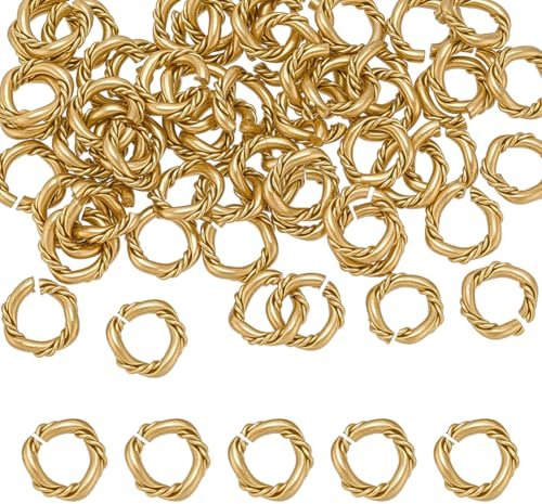 PH PandaHall Gedrehte Goldene Offene Biegeringe 60 Stück 8mm Biegeringe 13 Gauge Messing O Ring Verbinder Für Ohrringe Armbänder Halsketten DIY Basteln Schmuck