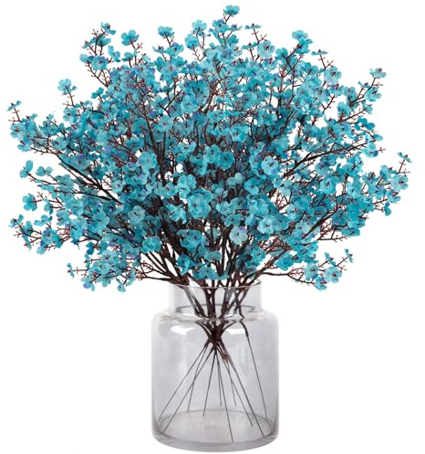 N&T NIETING Künstliche Blumen, 12 Stück Schleierkraut Künstlich Gypsophila Blumen für DIY Hochzeit Blumenstrauß Party Tisch Centerpieces Blumenarrangements Garten Party Home Dekoration(Pfauenblau)