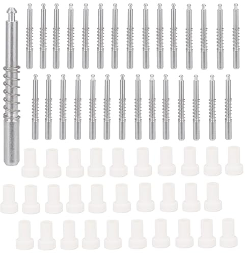 Tinoaly 30 st Fönsternätslås med Lock, 5/32 tum x 1-1/2 Tum Aluminiumskärmhållarstift Reservklämmor för Att Säkra Fönster (Silver)