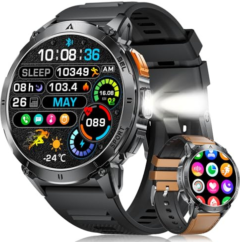 Montre Connectée Homme avec Appels Bluetooth et Écran AMOLD 1.62, IP68 Étanche et Batterie 730mAh Smartwatch avec 110 Modes Sportifs/Fréquence Cardiaque/SpO2/Sommeil Moniteur pour Android iOS, Noir