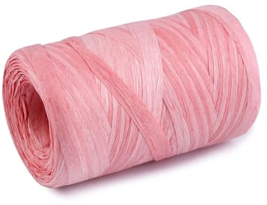 cyclingcolors 1x Fibra Rafia Cuerda de Papel 5-8 mm 100 m Decoración Artesanía Bricolaje hogar Plantas Crochet Joyas Cordel Bolso, Rosa Claro