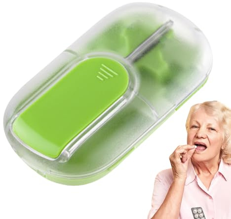 Hitburu Tablettenteiler,Tragbarer Medikamententeiler - Magnetischer Tabletten-Schneider Mit Aufbewahrung Für Frauen Männer Senioren Kinder Schule Reisen Outdoor