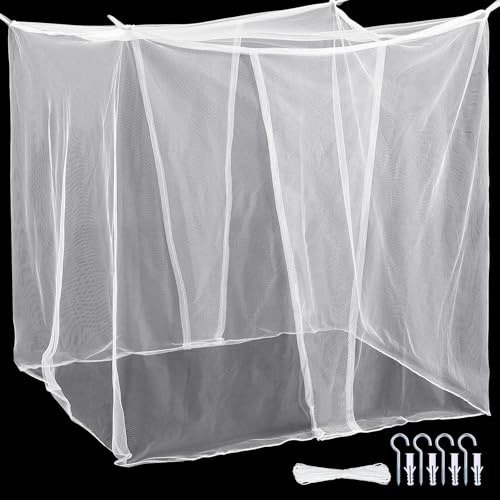 Peryiter 2-Openings Mosquito Net for Full Double Queen King Size Bed, Large Mosquiteros Cameros para Cuba Bed Netting Canopy for Camping Outdoor Travel Home Decor(White,L75 X W71 X H79 Inch)