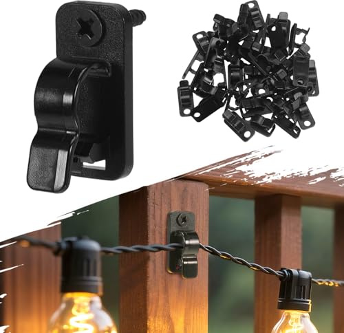 YUFFQOPC 100 Stück Haken für Outdoor Lichterkette Kugel, Indoor Wand Kabelbefestigung, Kabelclips mit 100 Stück Schrauben zum Hängen Fairy Light, Lichterketten