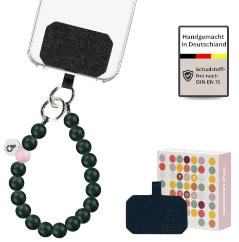 beadstars® Handykette kurz aus Holzperlen | Universal Handyanhänger für alle Smartphones | Handmade in Germany | kompatibel mit iPhone, Samsung u.a. | ideal als Geschenke für Frauen