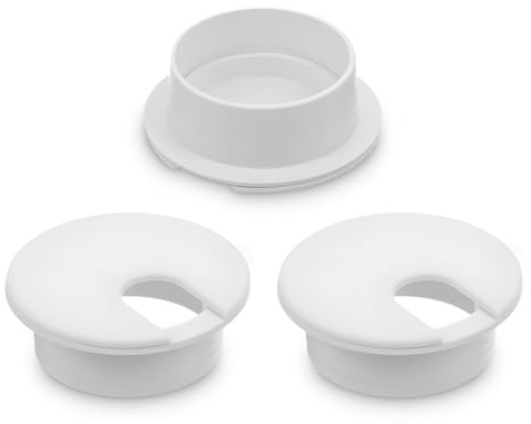 3 PCS 1-1/2 Inch White Desk Grommet, Computer Cord Grommet Hole Cover for Cables, ABS Plastic Cable Wire Hole Covers for Home Office Cord Organizing