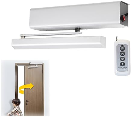 Cierrapuertas eléctrico automático resistente para uso comercial, amortiguador de puerta de tormenta con control remoto, mecanismo de cierre suave para un fácil funcionamiento