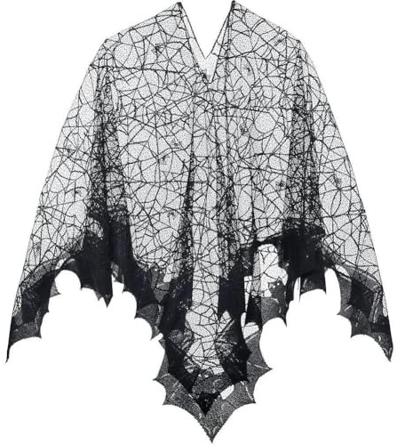 Ericetion Halloween-kappa, spindelnät fladdermuskappa, gotisk omklädningskappa, häxkappa, kappa, halloween-skräckhalsduk, kostymtillbehör