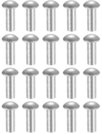QUARKZMAN 200Pcs Remaches Cabeza Brasero M5 X 12mm Remaches Barco Plateado | Cabeza Sólida Aluminio, Para Unión Y Reparación Maquinaria Barcos Y Aviones