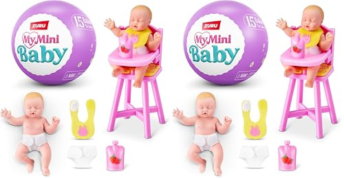5 SURPRISE My Mini Baby Serie 2 de ZURU, cápsula misteriosa Coleccionable, Juguete para niñas, bebé Realista en Miniatura, Kit de Juego y Accesorios (Paquete de 2)