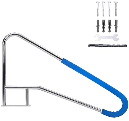 Garvee Barandilla antideslizante para piscina y baño - Acero inoxidable 304 duradero - Soporta 175 kg - Resistente a la corrosión, fácil de instalar - Seguridad y apoyo - Incluye accesorios - Tamaño