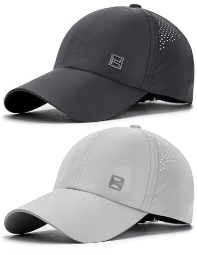 AYPOW 2 Packs Unisex Quick Dry Breathable Baseball Cap, Lightweight Adjustable Foldable Running Sports Caps, Summer UV Protection Outdoor Hats for Men and Women Hiking Walking Climbing Fishing