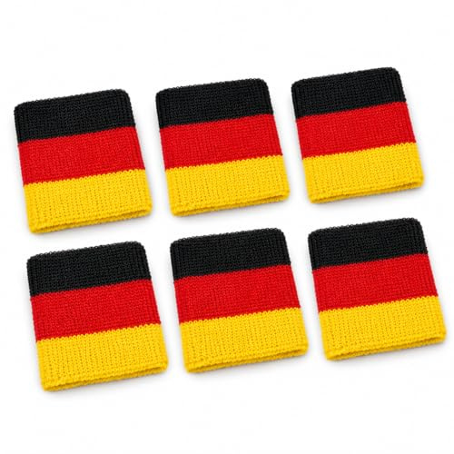 Deutschland Schweißbänder Schweißband Schwarz Rot Gold Fan Armbänder Sport Wristbands für Fußball Public Viewing Party Karneval Erwachsene Kinder