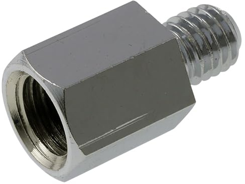 Spiegel Adapter Loch (Innen) M10 Rechtsgewinde auf Bolzen (Außen) M8 Rechtsgewinde chrom | Verchromter Spiegeladapter von M10 Rechtsgewinde auf M8 Rechtsgewinde, Loch innen und Bolzen außen, Rechtsgewinde beidseitig