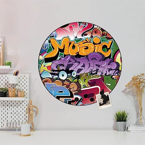 banjado Magnettafel Ø 47cm Schwarz - Magnetwand aus Metall - Magnetpinnwand als Memoboard - Pinnwand Magnettafel Küche, Büro, Kinderzimmer inkl. 4 Magnete & Montageset - Graffiti