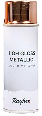 Rayher 34424638 High gloss Metallic Spray, kupfer, Dose 200 ml, hochglänzender Metallic-Effektspray, Acrylspray für Metalleffekte, für den Innenbereich