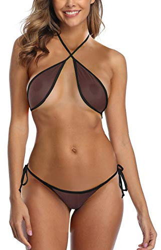 SHERRYLO Ren bikini mini mikrobikini genomskinlig extrem baddräkt brasiliansk G-string string mikrokini exotisk baddräkt, 20102-svart, one size