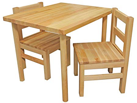 Betten-ABC Bubema Kindertisch und 2 Stühle, extra stabil aus massiver Kernbuche Natur geölt