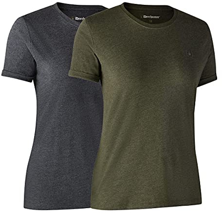 Damen Basic 2-Pack T-Shirt Abenteuer Grün Melange