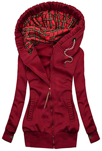 riou Chaqueta Cortavientos Mujer con Capucha Ligera Largo Otoño Invierno, Chaqueta con Bolsillo y Simplicidad Relajada de Color SóLido Sweatshirt Blusa Tops