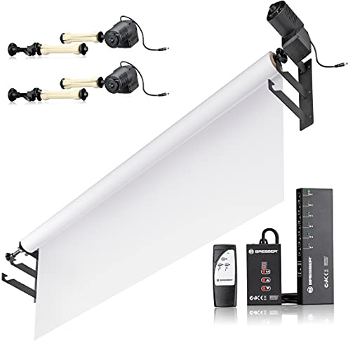 Bresser EBS-3 Elektrisches Backdrop System für 3 Rollen – Platzsparendes, fernbedienbares Hintergrundsystem bis 2,72 m und 10 kg pro Rolle