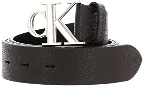 Calvin Klein Herren Gürtel Round Mono Plaque Belt 35mm aus Leder, Braun (Bitter Brown), 115 cm