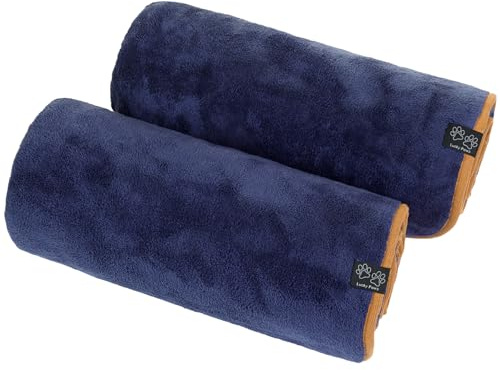 Lucky Paws® Hundehandtuch - luxuriöse 600g/m, 140x80cm XL Hundehandtuch extra saugfähig - trocknet schnell, weiches Hunde Handtuch - Gute Geschenke für Hundebesitzer (2er-Pack, Marine)