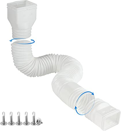 plusgutter White 1-Pack Rain Gutter Downspout Extensions Flexible, Drain Downspout Extender,Down Spout Drain Extender, Gutter Connector Rainwater Drainage,Extendable from 21 to 68 Inches