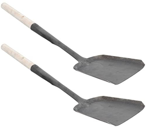 Happyyami 2Pcs Pala per Pala per Carbone Bbq Grill Padella per Cenere Paletta in Metallo con Manico in Legno da Giardino Paletta per per La Stufa a Legna Estrazione Del
