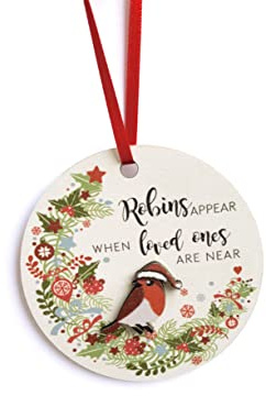 ASVP Shop Rotkehlchen zum Aufhängen, Rotkehlchen-Ornament, wenn sie verloren gehen, geliebte Menschen sind nah, Weihnachts-Rotkehlchen-Ornament