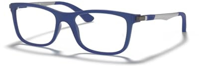 Ray-Ban Junior Kids' RY1549 3655 48MM Matte Blue/Clear Square Eyeglasses for Boys for Girls + Bundle with Accessory Eyewear Kit