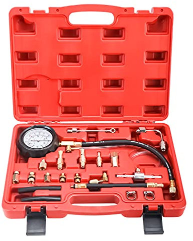 OITTo 0-140PS Kraftstoffeinspritzungs-Druckprüfer-Messgerät-Kit Benzin-Gas-Heizöl-Injektor-Test-Set für Auto-LKW-SUV-Motorräder