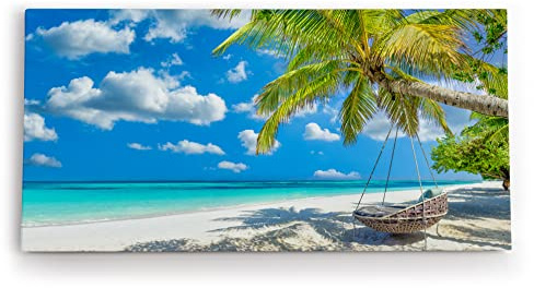 Paul Sinus Wandbild 120x60cm Karibik Traumstrand Sand Meer Palmen Sonnenschein