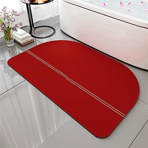 Badezimmerteppich, Badematte Rutschfest, 100x160cm Bad Teppich LäUfer, Duschmatte, Badteppich Badvorleger Rutschfest Waschbar, Antirutschmatte Dusche, Teppich Badezimmer, Bathroom Bath Mat, Rot