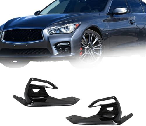 labwork Front Left & Right Side Pair Fog Light Lamp Bezels Cover Replacement for Infiniti Q50 Sport 2018-2020 Black Fog Light Covers 622566HJ0A