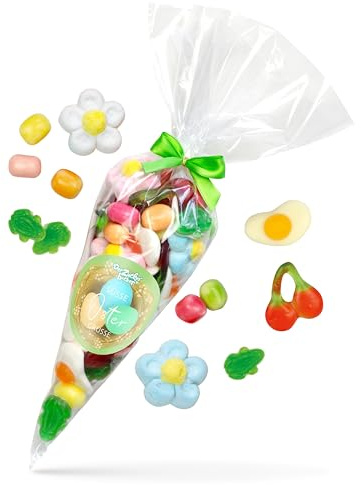 Ostergrüße in der Tüte – bunter Oster-Süßigkeiten-Mix in der Spitztüte, tolles Ostergeschenk für Kind, Freund, Freundin und Familie