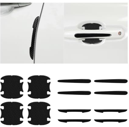 CGEAMDY 12 Stück Auto-Türgriff-Schutzfolie, Karbonfaser-Autotürgriff-Abdeckungen Gegen Kratzer, Universal 3D Carbon Fiber Auto Türgriff Kratzschutz Cover Guard Film