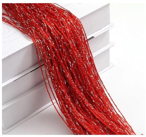 Wisafory Fadenvorhang Fadengardine Glitzer Fadenvorhänge Fliegenvorhang Raumteiler Fliegenschutz Fransen Vorhang Fadenvorhang Dekoration für Tür, Fenster, Zuhause 100 x 200cm Rot | Fransen Vorhang, luftdurchlässig, dekorativer Insektenschutz, für Tür, Fenster, Wohnzimmer und Schlafzimmer