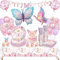 Butterfly Party Tableware Set, Butterfly Birthday Decoration, Butterfly Birthday Party Tableware, Balloons Paper Plates, Tablecloth for Birthday Decoration, Girls Party Decoration, 16 Guests