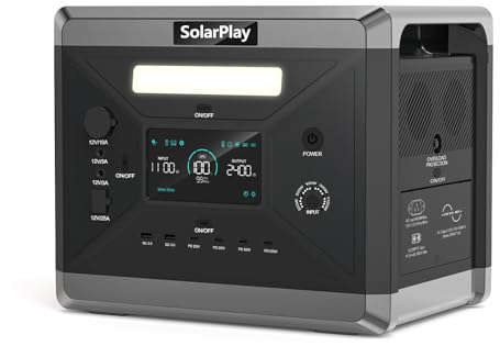 SolarPlay 2400w/2160wh Générateur Solaire Portable, Technologie GaN, Temps de Transfert de < 20ms,Con 12 connessioni di uscita, generatore di Energia solare per campeggio (Solar Panels are Optional)