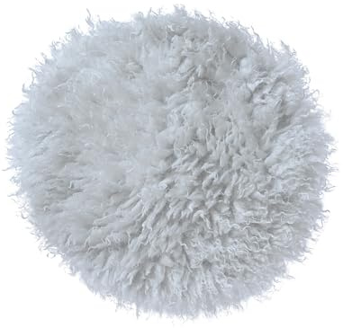 Kaemingk Kunstfell Teppich 38x38cm - Fellteppich rund - Dekofell handgearbeitet - flauschig & weich - Sitzkissen Fell für Stühle & Sessel - Kunstfellteppich Weiß