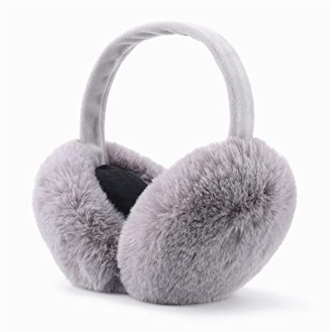 Warm earmuffs Winter Warm Earmuffs cute Plush Fur headphones fashion unisex ear warmer solid Color Girls Headband Ear Muff Ear Cover Christmas warm earmuffs(Gray)