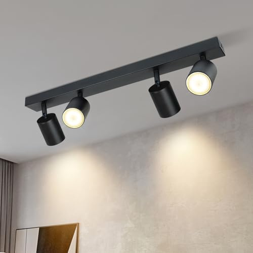 Lichtmaler Takspotlight Orienterbar Svart GU10-4 Takspotlights Inredningsbelysning Led Ramp Spot Taklampa Vardagsrum Kök Korridor, Utan Glödlampo