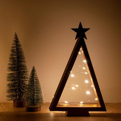 Alberi Di Natale In Legno Con Luci, Albero di Natale Luminoso in Legno Led, Illuminazione Natalizia, Luci Per Albero, Decorazioni Natalizie Per Soggiorno, Sala Pranzo (29,8 x 16 cm)