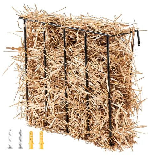 VEVOR Heuraufe Vieh, 24 Gallonen großes Fassungsvermögen, Futterraufe aus Stahl, 27 Zoll Langer, Wandraufe für Pferde, Futtertrog für Schafe auf Viehfarmen im Innen- & Außenbereich, 650x200x585mm