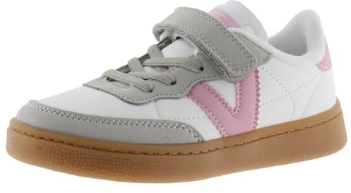 victoria Lågtopp unisex Oslo lädereffekt och kontrastdelar och elastiska skosnören och kardborreband 1256102 för barn, ROSA, 29 EU